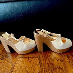 Christian Louboutin Suede Glitter -Platform Sandal